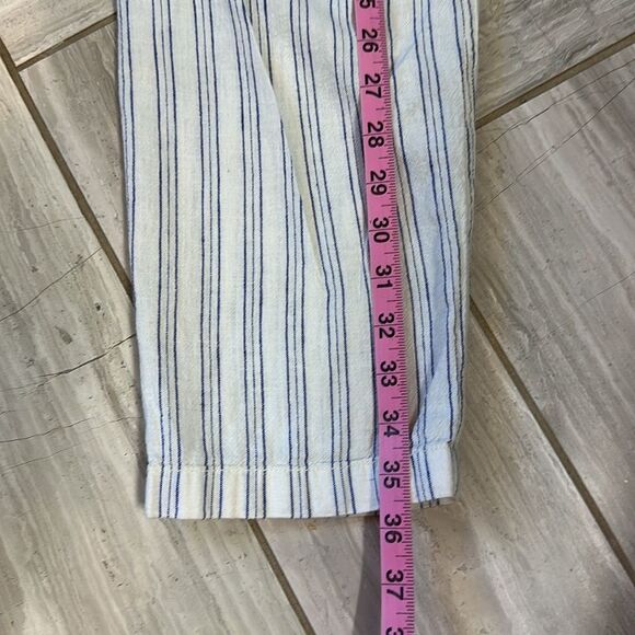 Anthropologie White and Blue Light Weight Cotton Pants with Nautical Stripes - Picture 7 of 8